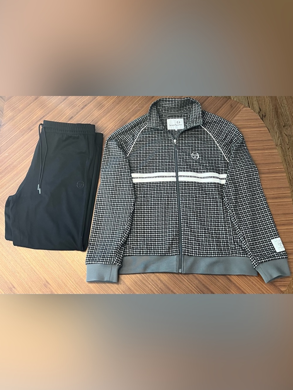 Sergio Tacchini Black & White Houndstooth Track Jacket